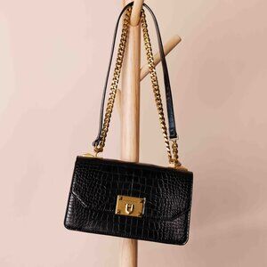 CHARLS & KEITH Black & Gold chain crossbody or Shoulder Bag - Never been worn